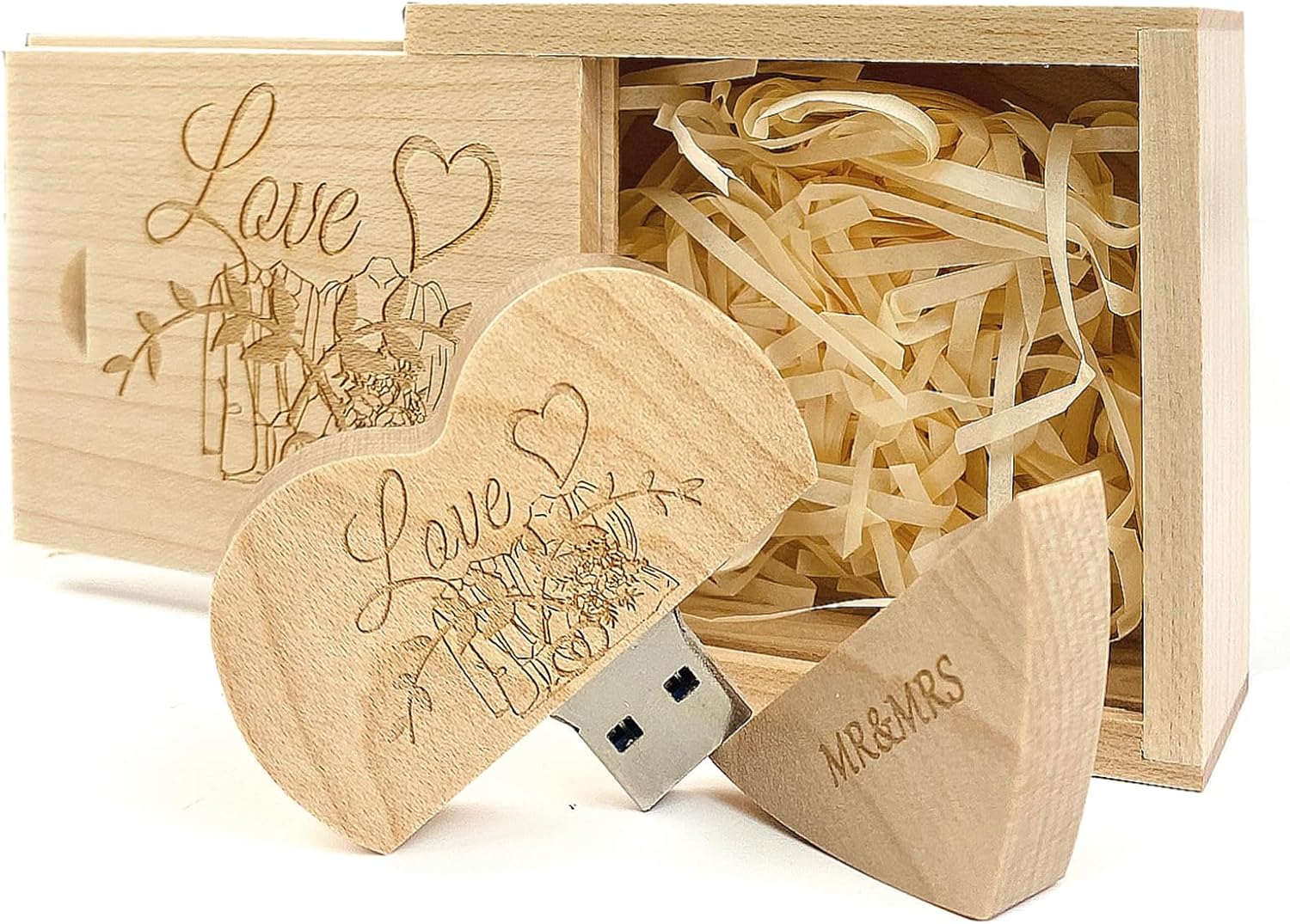 wooden heart usb flash drive china factory