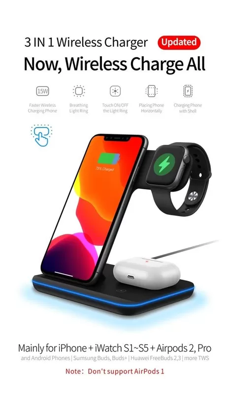 multifunctional wireless charger station 3 in 1 china factory