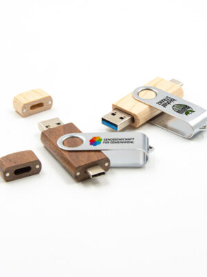 Dual Wooden Twister USB Flash Drive 3.0