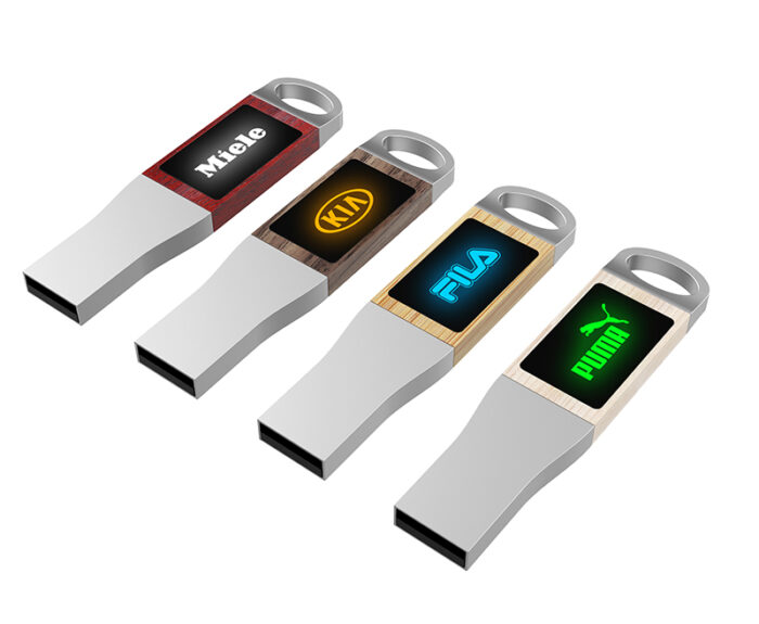 Wood Metal Led USB flash drive