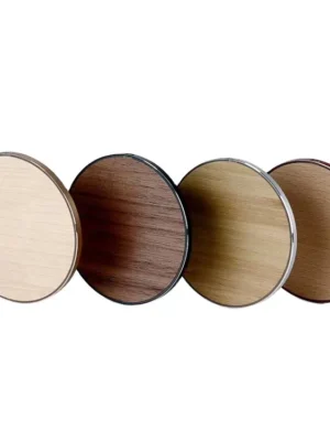 Wooden panel round wireless charger aluminum alloy bottom cover 15W