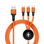 3-in-1 Light Up Logo USB Charger Cable with Micro USB, USB-C and Lightning Connectors china factory