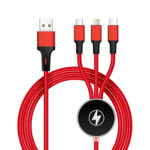 3-in-1 Light Up Logo USB Charger Cable with Micro USB china factory suppliers