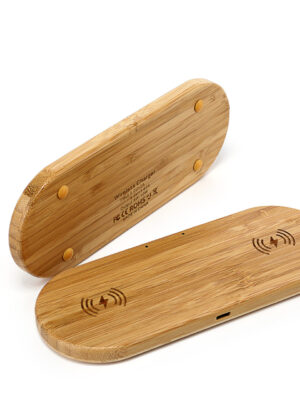 Eco friendly Bamboo 10W Dual Wireless Charging Pad