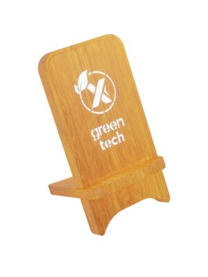 bamboo wireless charger with integrated smartphone holder