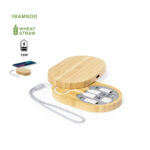 wireless charger box made of bamboo with a charging cable set