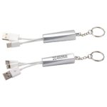 Aluminium Keyring Charging Cable With logo Silver