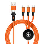 Custom Light Up Logo USB Charging Cable with Micro USB, USB-C Orange