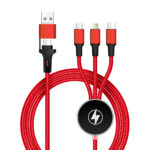 Custom Light Up Logo USB Charging Cable with Micro USB, USB-C red