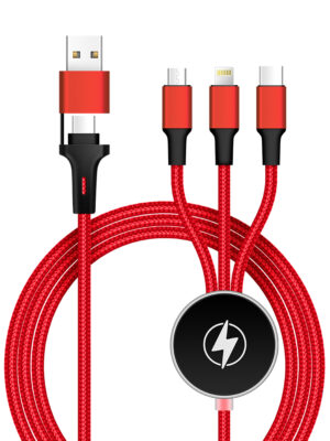 Custom Light Up Logo USB Charging Cable with Micro USB, USB-C red