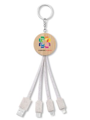 Eco-Friendly 3 in 1 Keyring Bamboo USB Charging Cables