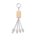 Natural Bamboo & Wheat Straw Three-In-One Charging Cable Keychain China Factory